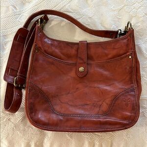 Frye Brown Leather Shoulder Bag with Adjustable Strap